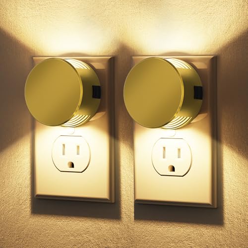 Image of Briignite Night Lights Plug into Wall [2 Pack], Dusk to Dawn Sensor Nightlight, Brightness Adjustable, 3000K Soft White, Dimmable Plug in Night Light for Bathroom,Bedroom, Hallway, Stairs, Kitchen
