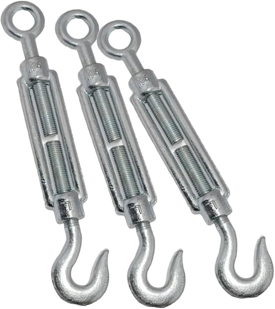 Oko do haka Śruba napinająca do liny stalowej z drutu stalowego Śruba napinająca Olinowanie z otwartym korpusem (2 sztuki) (12 mm, stal nierdzewna)