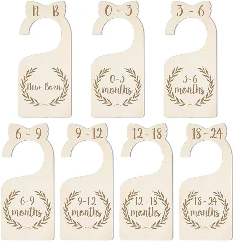 DXMKOP Baby Closet Dividers, Adventure Baby Closet Dividers By Month,Premium Wood Baby Closet Dividers,Thicken and One side from Newborn to 24 Months (7 Pieces)