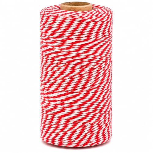 Red and White Bakers Twine 656 Feet x 1.3mm