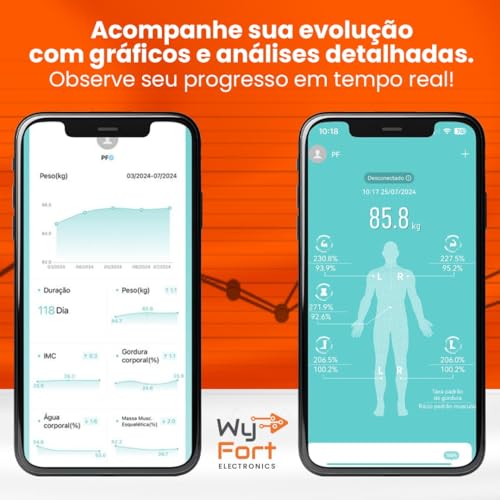 Balança Bioimpedância Digital Smart App Fitdays 8 Sensores WF03 Balança Digital Corporal Banheiro co