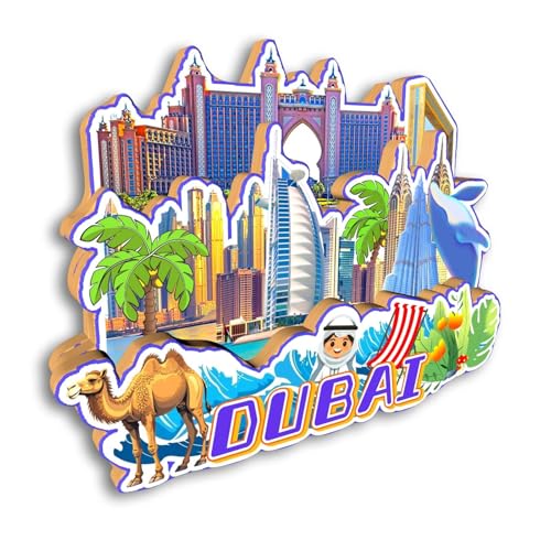 Imán para nevera Dubai en madera MDF decorativo miniatura 3