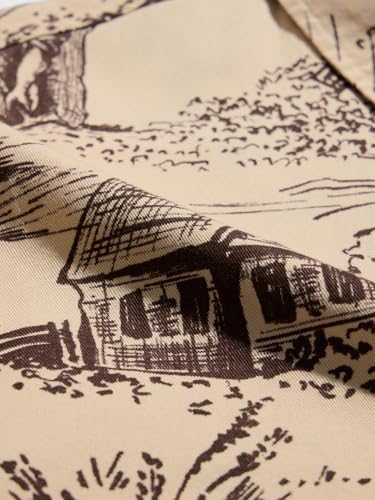 Image of The Souled Store Rolling Hills Men and Boys Long Sleeves Collared Neck Button Front Beige and Brown All Over Printed Cotton Shackets