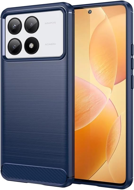 Image of NPRC Hybrid Ultra Slim Protective Case TPU Non-Slip Carbon Fiber Texture Shockproof Case Cover for Poco F6 pro - Blue