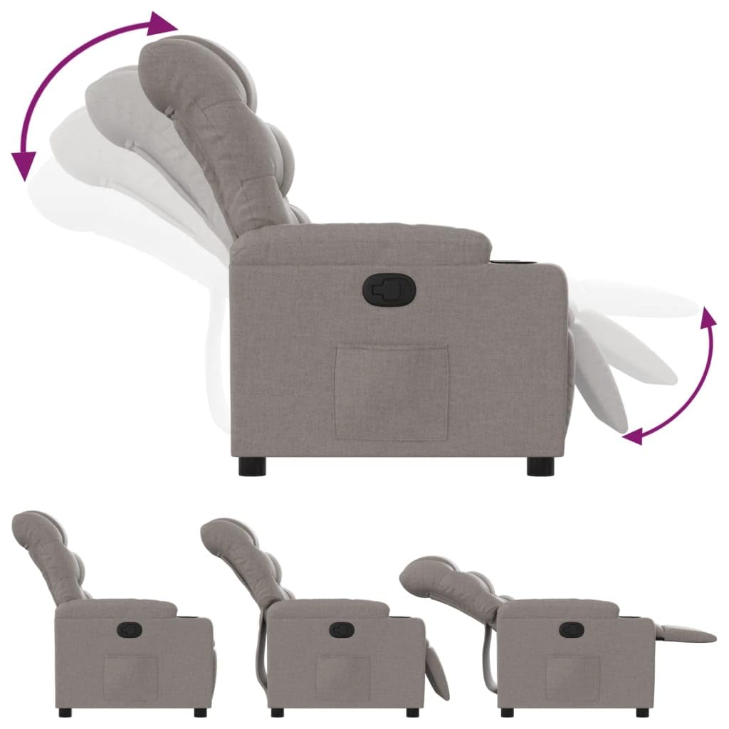 Relaxsessel mit Liegefunktion Stoff Ruhesessel Taupe 110 kg