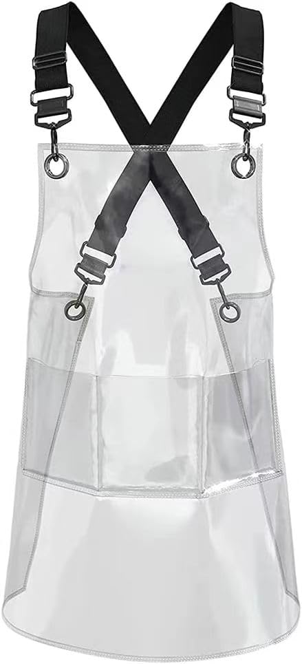 Tablier de barbier transparent à sangle croisée réglable pour homme et femme