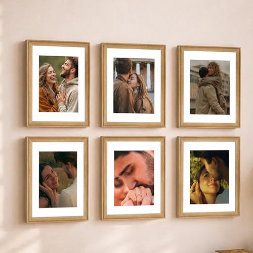 Image of Art Street Wooden Photo Frame for living room, Aesthetic Cave Design Photo Frames for Photograph, Art Work, Certificates Set of 6 (6x8 Inch, Wood Brown)