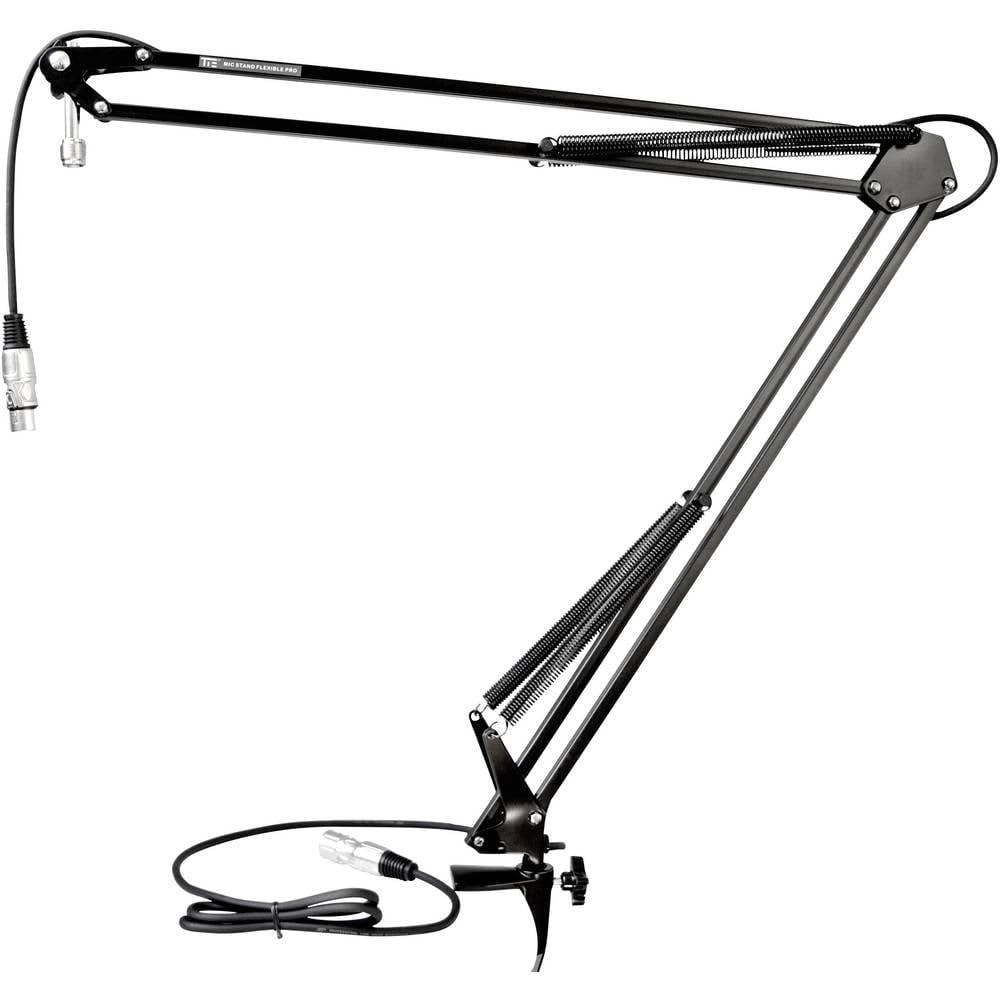 TIE Studio Elastyczny uchwyt mikrofonowy Mic Stand Pro (w zestawie kabel mikrofonowy XLR o długości 2,5 m, przyłącze gwintowane 5/8″ i regulacja 360 stopni), czarny, 19-90007 (1)