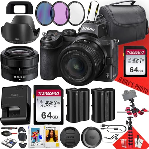 Nikon Z5 Mirrorless Camera with NIKKOR Z 24-50mm f/4-6.3 Lens + 2PC 64GB Memory + Hood + Extra Battery + Filters + More (28pc Bundle) (Renewed)
