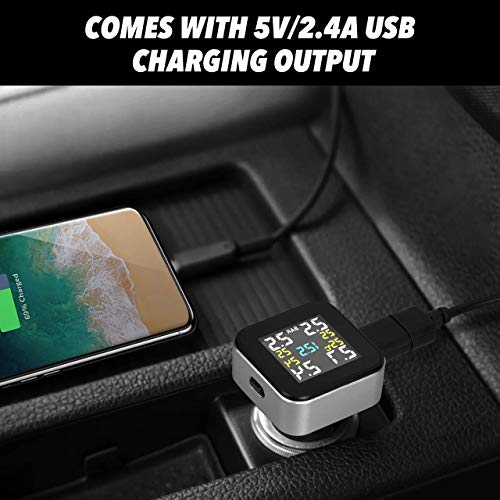 Tymate Tire Pressure Monitoring System - Full-Color Screen Design, 6 Alarm Modes, CLA Charging Method, Simple Installation and Setup, with 4 Advanced External Tmps Sensor (0-0.6 Bar/ 0-87 PSI) - Thumbnail 2