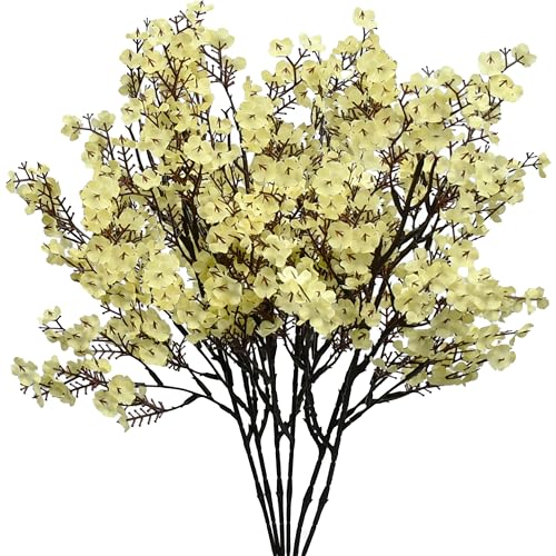 Image of Mandy's 6 Bundles Artificial Light Yellow Baby's Breath Flowers