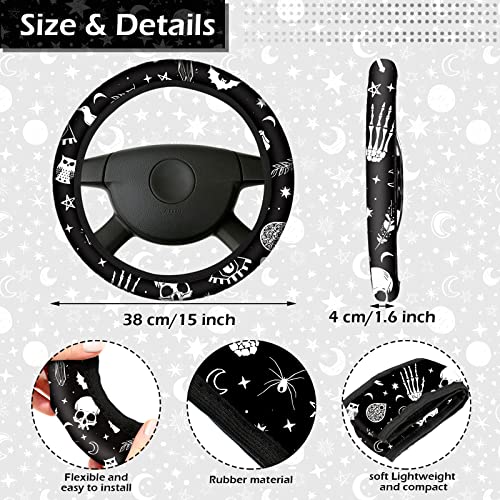 10 Pcs Moon Star Car Seat Cover Full Set For Women Men Steering Wheel Cover Front Seat Cover Belt Pad Armrest Pad Cover Car Coaster Keychain Wrist Holder For Universal Car Suv Truck(Vivid Pattern) #TOP6