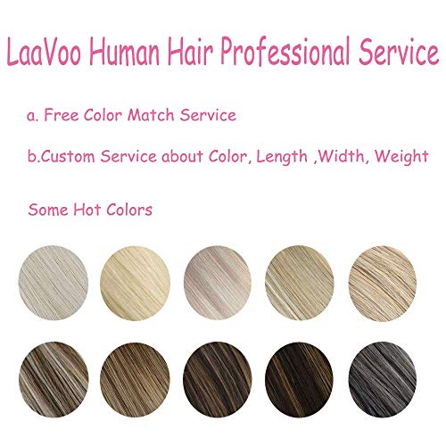 LaaVoo 14" Highlight Flip on Remy Human Hair Extensions Piano Color Ash Blonde Mixed Color Light Blonde Halo on Hair Extension 80g 11inch Width - Thumbnail 7