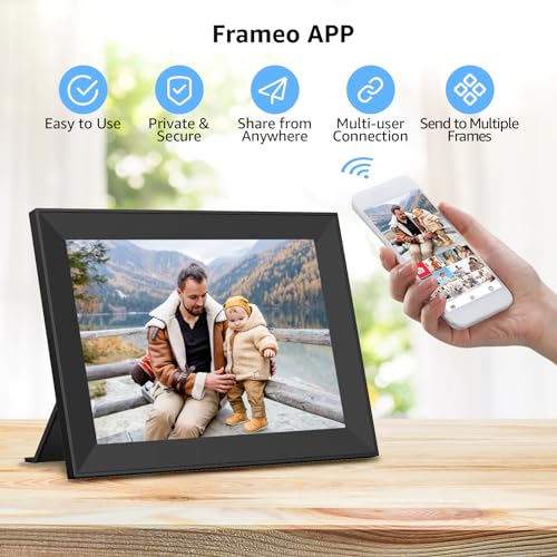 Image of Frameo WiFi Digital Photo Frame with 10.1 inch IPS Touchscreen, upload images to 32GB smart digital photo frame via Frameo APP, Rotate and Copy