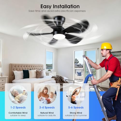 Kviflon 30" Black Small Low Profile Ceiling Fans with Light Remote Control by Kviflon - Used condition - Image 6