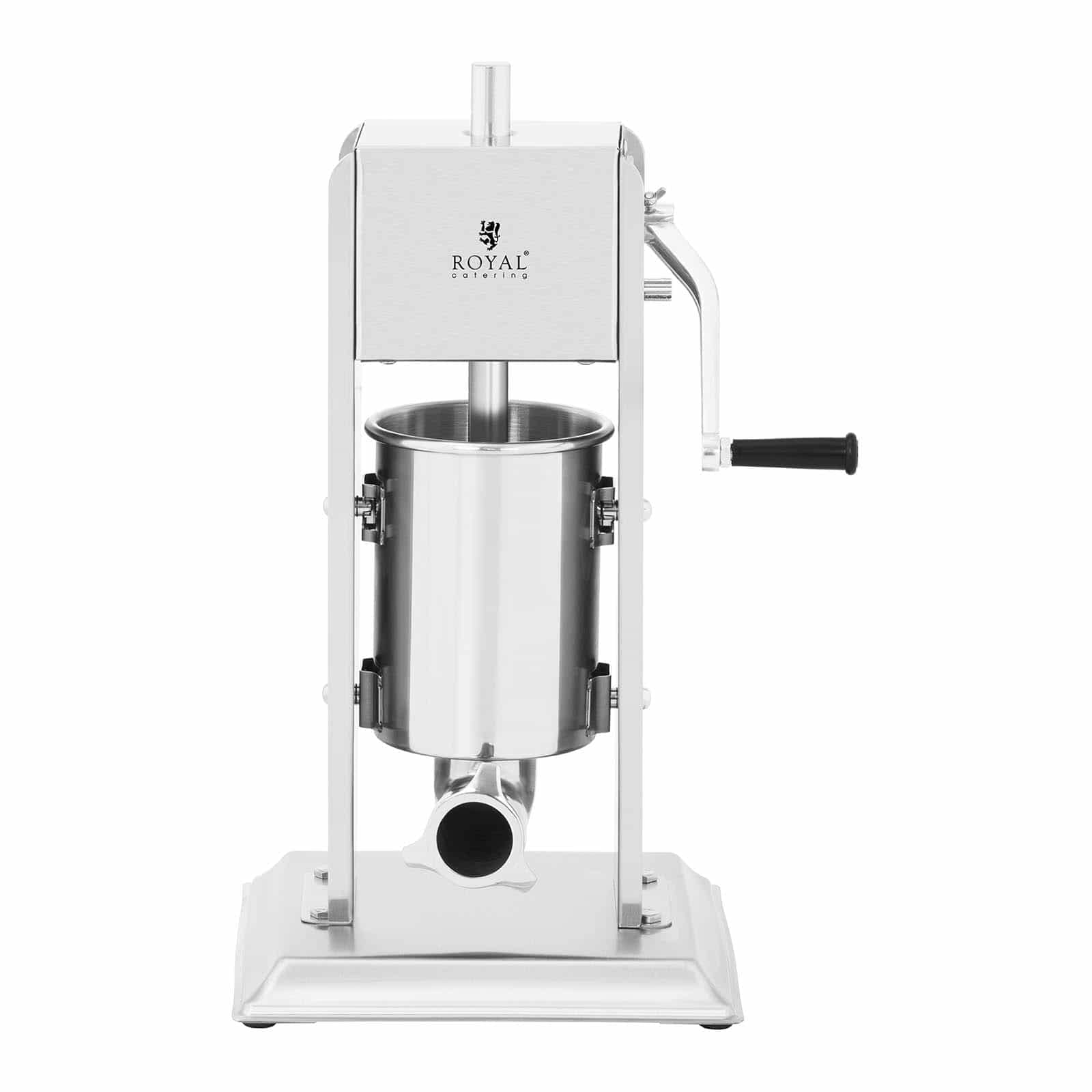Royal Catering Embutidora Manual Vertical Máquina De Embutira RCWV-3L (Capacidad de llenado: 3 L, Cilindro: Ø 14 cm, Incluye 4 tubos de llenado, 2 velocidades)