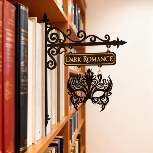 Personalized Book Nook Tavern Signs – Custom Book Dividers for Shelves, Bookshelf Genre Signs with Hanging Brackets, Custom Pattern Home Library Decor Dividers, Bookshelf Accessories for Readers
