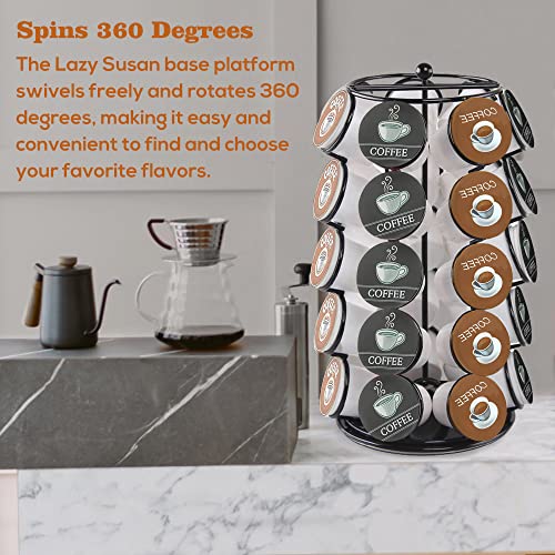 Bofoho Coffee Pod Carousel 35 Pack Storage 360 Degree Powerful Rotating Turntable K Cup Coffee Pod Holder Modern Chrome Design Home Kitchen Or Office Pantry Counter Storage Black Organizer #TOP4