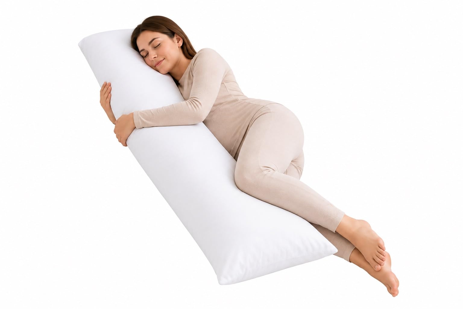 Ridas Bedding New Anti Allergenic Pregnancy Maternity Orthopaedic Hollow Fibre Filling Bolster Pillow With Free Bolster Pillow Case. (WHITE, Single 3FT (36"))
