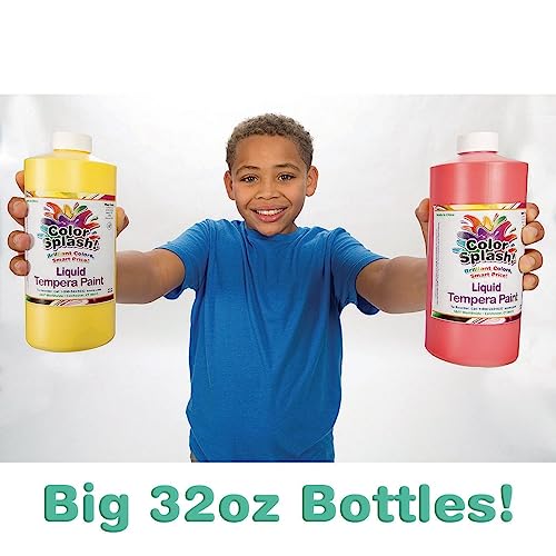 S&S Worldwide LT5 Color Splash! Liquid Tempera Bulk Paint, Set Of 12 In 11 Bright Colors, 32-Oz Easy-Pour Bottles, Great For Arts & Crafts, School, Classroom, Poster Paint, For Kids & Adults thumb #4
