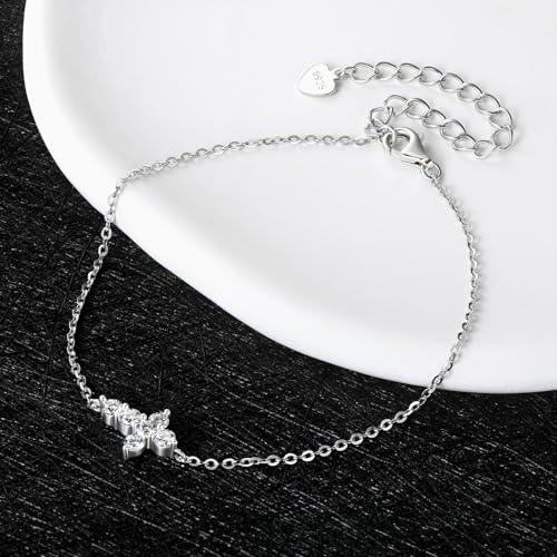 Cross Moissanite Bracelet, 0.36cttw D Color VVS1 Clarity 925 Sterling Silver Adjustable Bracelets for Women Wife or Girlfriend Birthday Gifts4