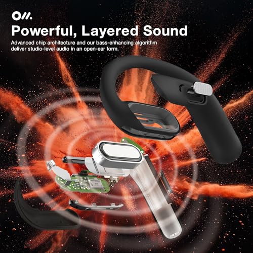 Image of Oladance OWS Pro Open-Ear True Wireless Headphones, Noise Cancellation, Stable Bluetooth 5.3 Connection, Amplifier Chip, Virtual Bass, 360 Superior Sound, 16H Playtime, Comfortable Fit (Black)