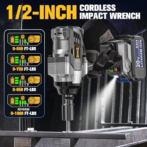 image for DIYtoolifz Cordless Impact Wrench 1/2 inch Compatible with DeWalt 20V 