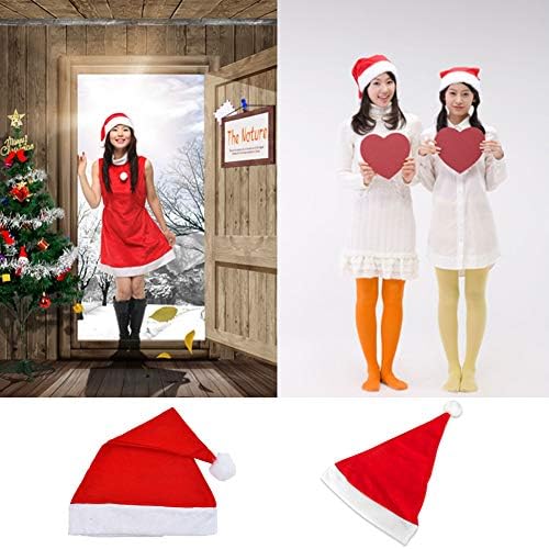 Christmas Santa Hat,12 Packs Santa Hat for Adults, Novelty Non-Woven Father Christmas Red Santa Hats for Celebrationd and Recreation, Christmas Hats for Ornaments