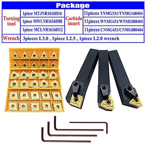 Aszlbym 0231 5/8 Inch 36Pcs Indexable Carbide Lathe Turning Tool Insert Holder Bit Set Mtjnr1616H16 + Mwlnr1616H08 + Mclnr1616H12 thumb #5