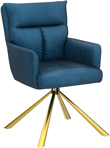 Miniatura 5 de NORDICANA Silla giratoria de terciopelo de 180 para sala de estar, sillón de comedor moderno con patas doradas, silla ergonómica tapizada para