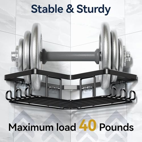 Image of Self Adhesive Bathroom Shelf Combo Pack of 3 | No Drill Metal Bathroom Organizer | Rust-Proof Wall Mounted Shelves with Soap Holder | Adhesive Multipurpose Storage Rack for Bathroom & Kitchen