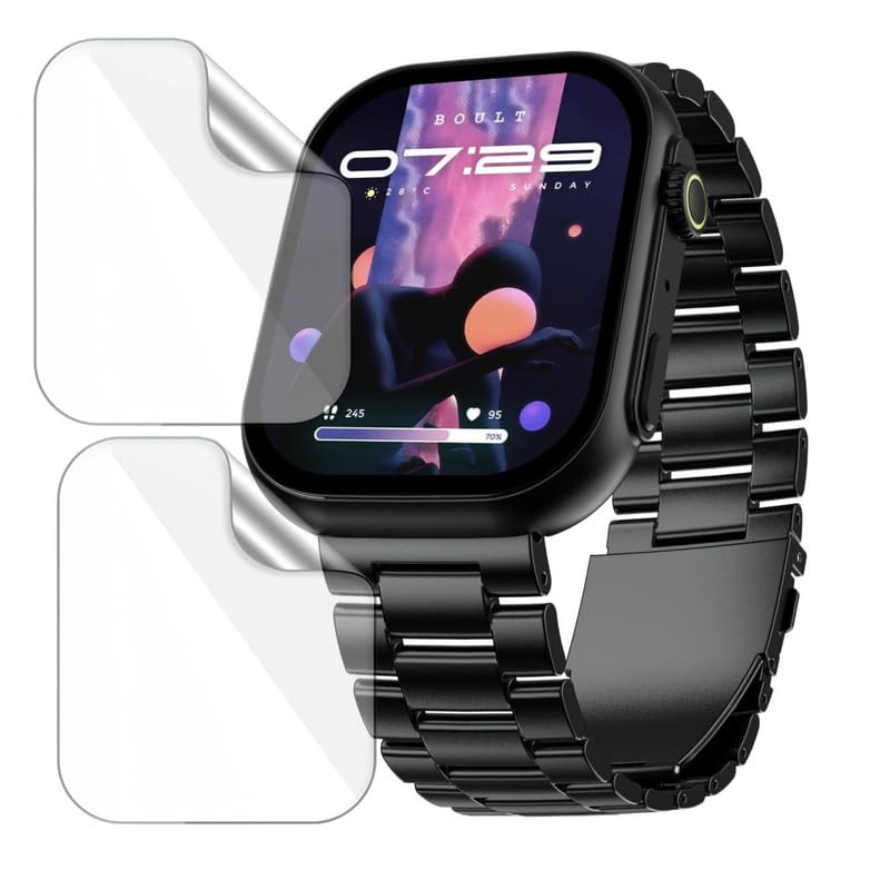 Image of 2 Pack| Smartwatch Screen Protector for Boult Drift Max |2.01 inch| | Flexible TPU Film, 9H Scratch Resistant, Bubble Free Installation - Not Tempered Glass