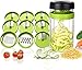 Adoric Cortador de Verdura 9 en 1 Rallador de Verduras Calabacin Pasta Espiralizador Vegetal Veggetti Slicer Pepino, Espaguetis de Calabacin, Cortador Espiral Manual (Verde)