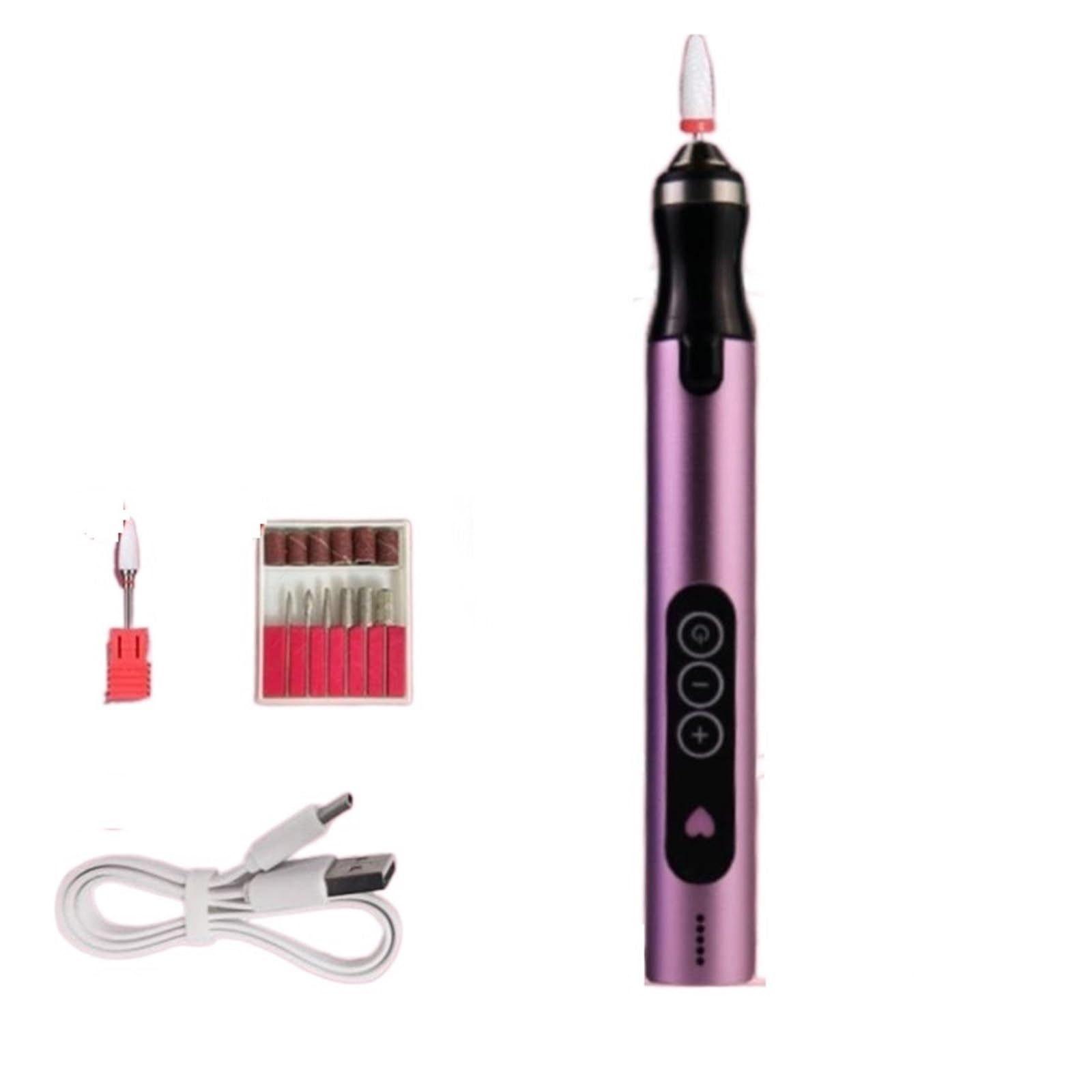 Torno para Uñas, Taladro eléctrico for uñas, juego de fresas for manicura profesional, brocas for uñas, removedor de esmalte de Gel, manicura artística for uñas(Purple)