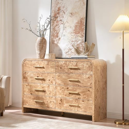 Image of Curved Drawer Dresser for Bedroom with 8 Drawers, 54'' Wide Chest of Drawer