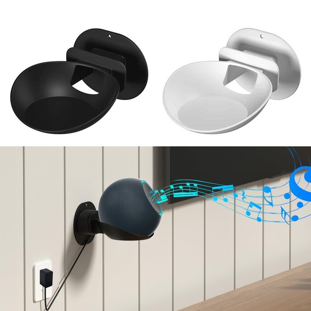 Supporto da parete per Echo Dot Max, staffa salvaspazio in ABS con gestione dei cavi, per supporto da parete Echo Dot Max (nero)