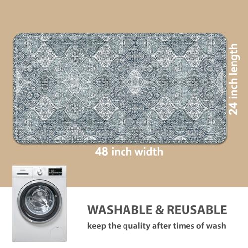 Image of nunubaby 4PACK Washable Pee Pads for Dogs, Stylish, Non-Slip and Leak-Proof Pee Pads. Reusable Potty Pads for Dogs for Crates and Floors.(Blue /Multi,24 inch x48 inch )
