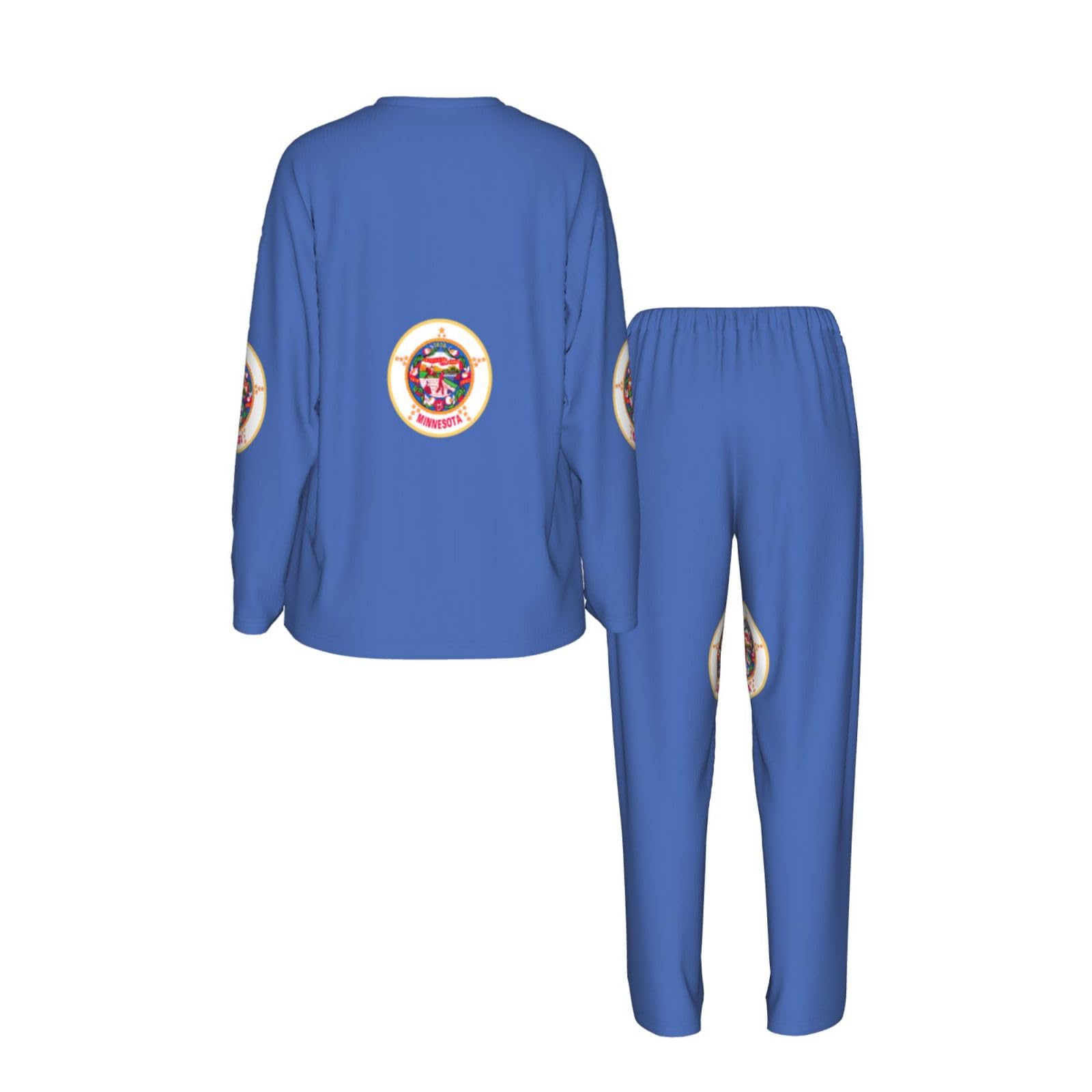 Pigiama da donna a maniche lunghe con stampa della bandiera del Minnesota Stato Vacanze Yoga Gite Casual Confortevole Pigiameria Regalo