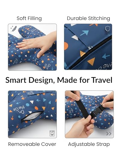 Image of X Shape Travel Pillow - Neck & Head Support Cushion for Airplane, Car, Train & Office - Comfortable Travel Neck Pillow for Sleeping - Compact Portable Neck Pillow for Adults & Kids