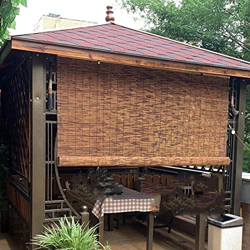 Rideau de Roseau Extérieur,Rideau de Paille de Carbonisation,Persienne de Confidentialité,Stores Rétro-Décoratifs,Taille Personnalisable,pour Intérieur/Extérieur (W50xH60cm/20x24in)