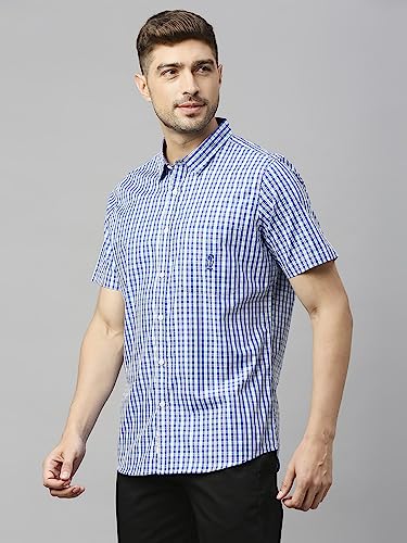 Image of Thomas Scott Mens | Half Sleeve Checkes | Printed | Slim Fit | 100% Cotton | Spread Collar | Shirts