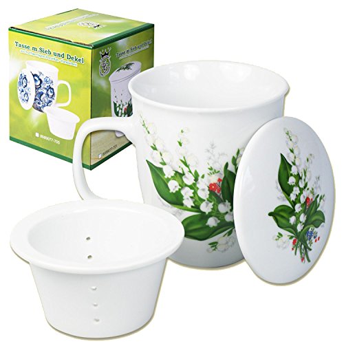 Olymp Tasse avec passoire, Porcelaine, Muguet