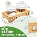 giriniwee Qualitäts Futter Bar mit Zwei super flachen 250ml Porzellannäpfen im Bambusgestell, erhöhte Doppelschale für Katzen, Kitten, kleine, Mini oder Zwerghunde, Toy Dogs & andere kleine Haustiere