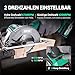 DCA Bürstenlose Akku-Handkreissäge 20V mit 4,0Ah Akku, 2-Gang 6700/4200RPM Kreissäge, 3 Sägeblatt Ø125mm mit Führungsschiene, 45mm(90°)/33mm(45°) Schnitttiefe, Mini Kreissäge für Holz, Plastik, PVC