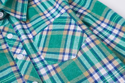 Image of SANGTREE Long Sleeved Flannel Shirt Button Down Plaid Shirts