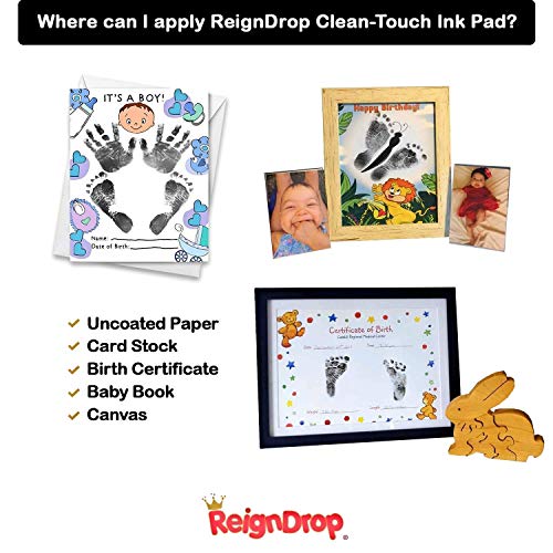 Inkless Large Clean Touch Ink Pad Kit for Baby Footprint Handprint & Pet Paw Print, No Ink Mess, Clear Print - Image 4