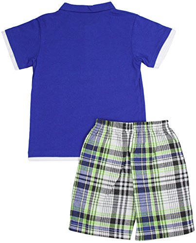Image of ToBeInStyle Boys' 2-Piece Graphic Top & Plaid Shorts Outfit Set - Polo or V-Neck Tee