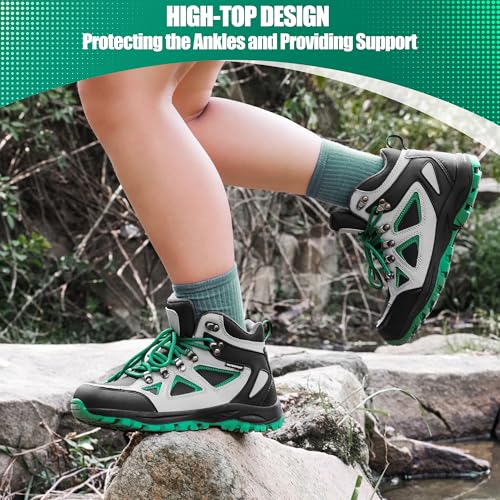 R CORD Girls Hiking Boots Kids Hiking Boots Girls Outdoor Adventure Trekking Boots Non-Slip Outdoor Boots Green 3 Little kid by R CORD - Image 5