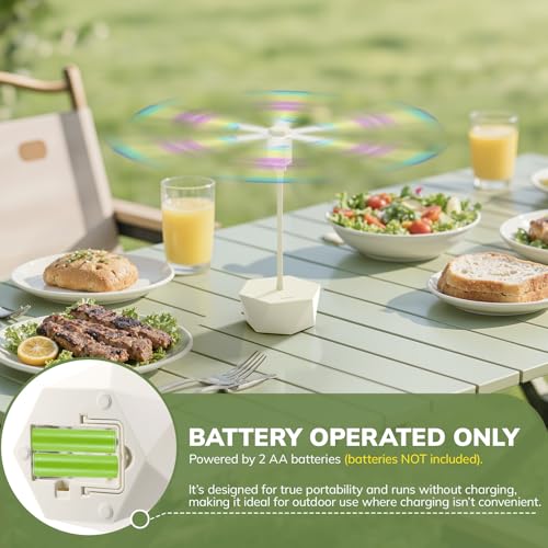Grete Gotye Portable Battery Powered Fly Fans for Tables Up to 15 Hours Working Time, 4-Pack Indoor Outdoor Food Fan with Flexible Goose-Neck Blades for Home Restaurant Party Picnic Patio BBQ, Beige by Grete Gotye - Image 2