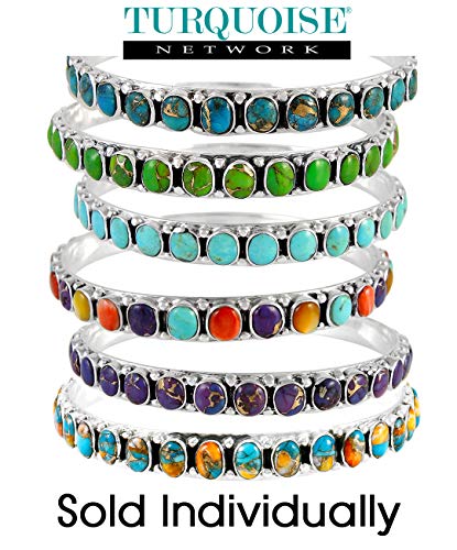 Turquoise Network Stackable 925 Sterling Silver Bangle Bracelet Genuine Gemstones & Gemstones4